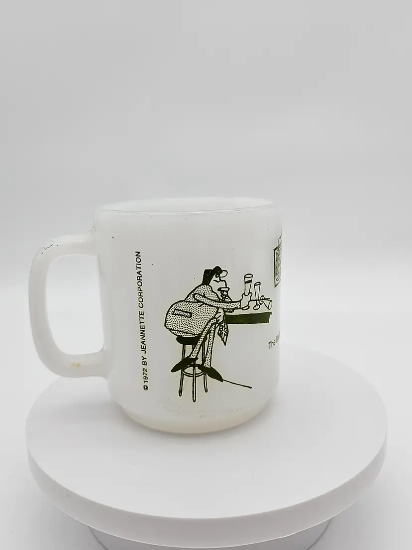 Vintage Jeanette Glass "The Barfly" Milkglass Mug 1972