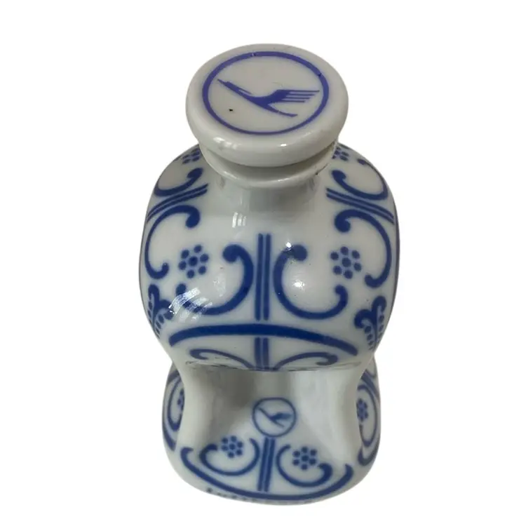 Vintage Lufthansa Bavaria Airline Mini Porcelain Bottle & Stopper # 192/1