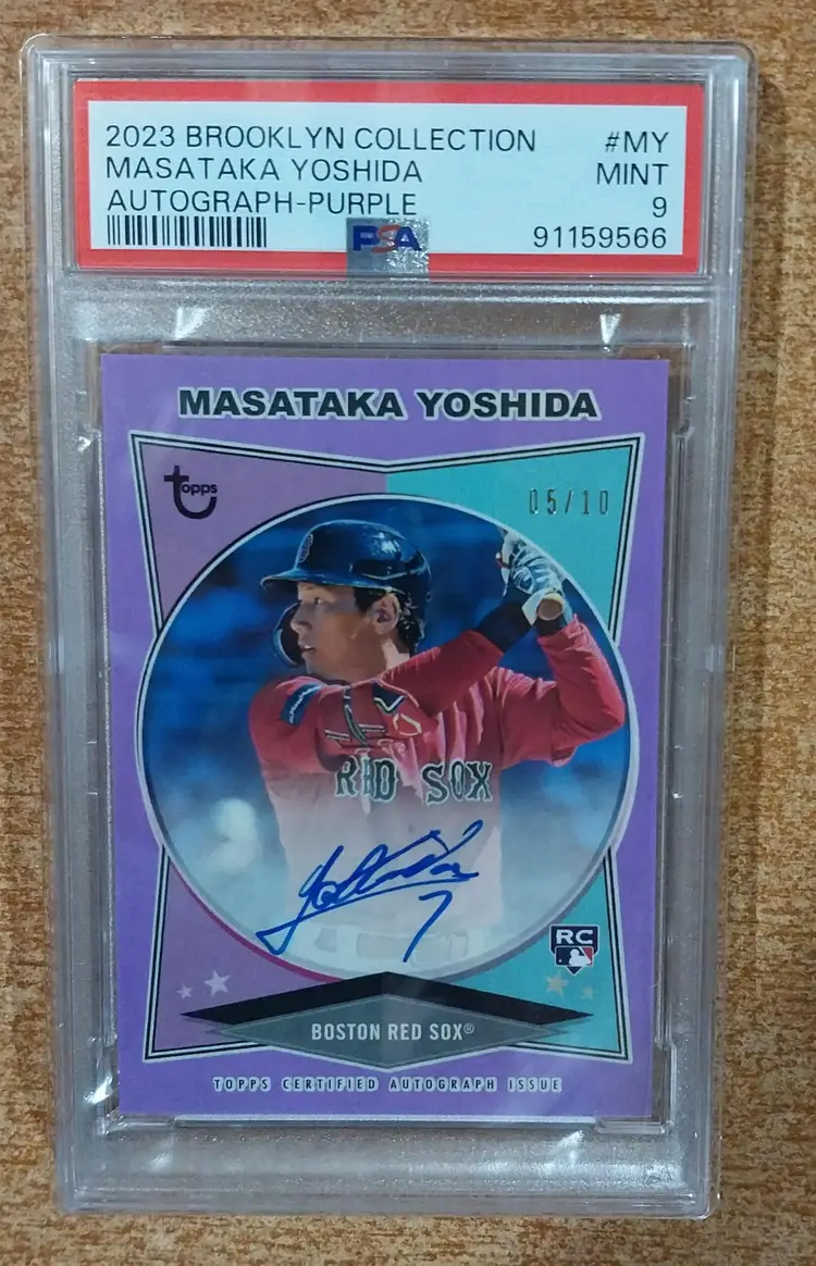 2023 Topps Brooklyn Collection Masataka Yoshida Autograph Purple Parallel /10. PSA 9