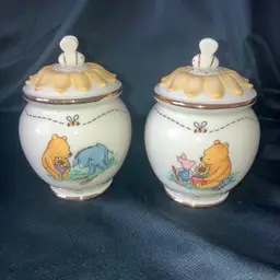 Disney by Lenox Pooh’s Garden Salt & Pepper Shakers w/Winnie Piglet and Eeyore