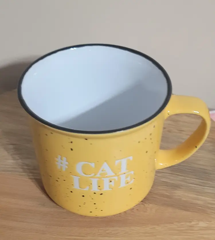 # Cat Life Yellow Speckled Mug Large