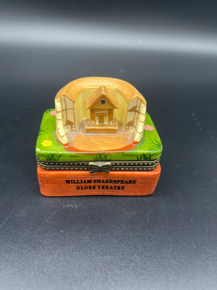 DN & EI Porcelain Trinket Box - Shakespeare Globe Theatre with Drama Masks