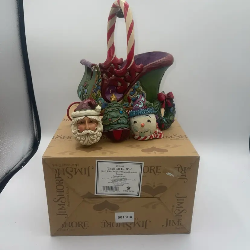 Jim Shore Christmas Sleigh Heartwood Creek Jingle All The Way 4 Ornaments Santa