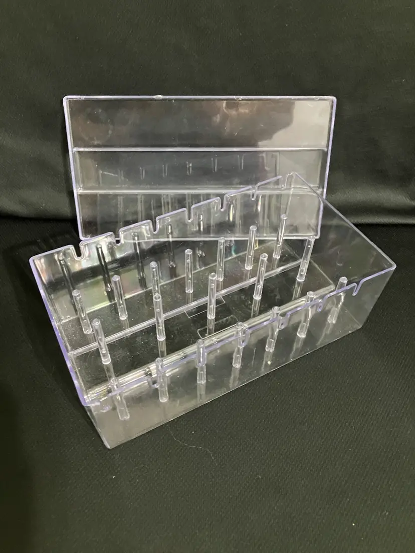 Thread Storage Box - Clear Plastic - Holds 19 Spools - Many Bobbins - Thread Pull Slots