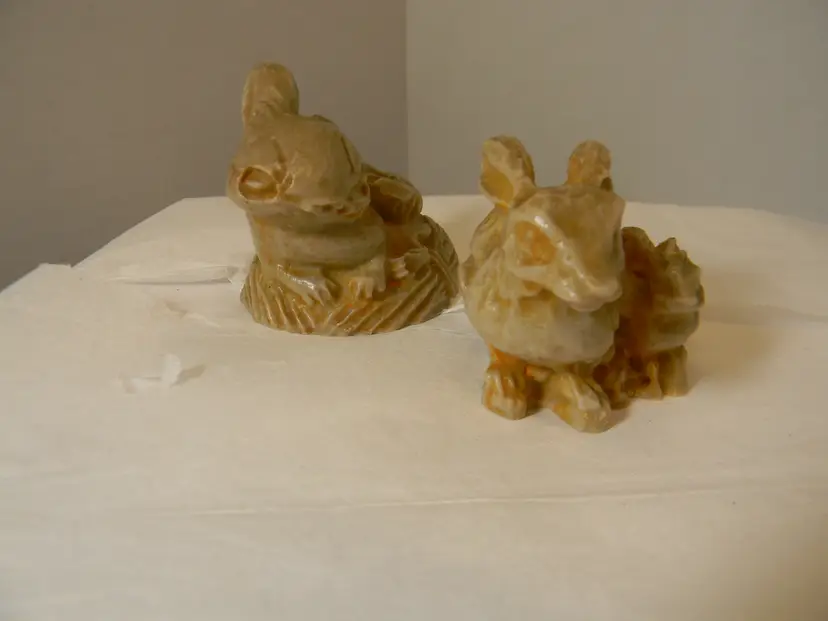 Rabbits Resin-Soapstone-Ceramics  Set of 2