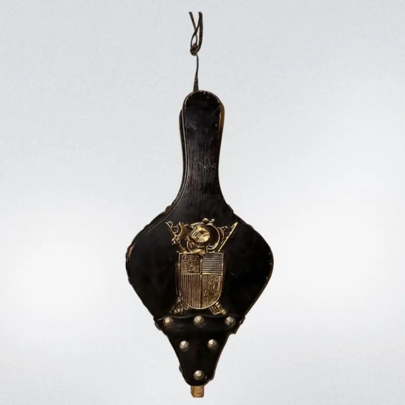 Vintage Bellow With Crest Design Fireplace Tool Blower