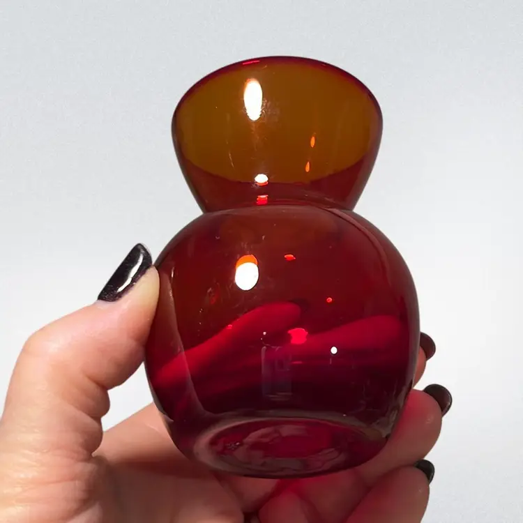 Ruby Red Glass Vase Hand Blown | 3”