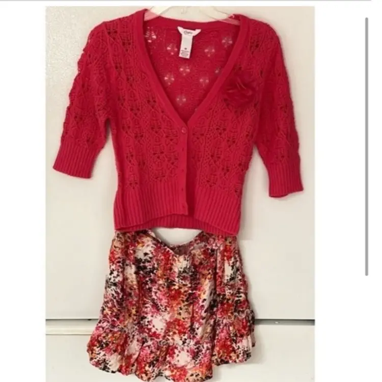 Juniors Candies Skirt and Sweater Floral Set