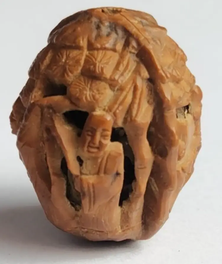 Vtg Chinese Carved Nut Bead Sculpture