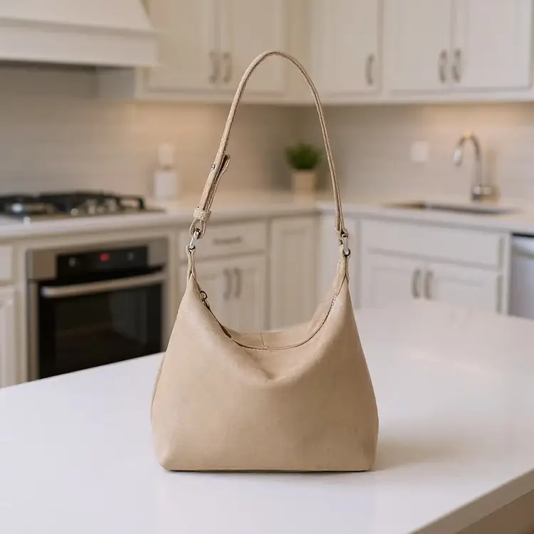 Slouchy Suede & Leather Shoulder Bag