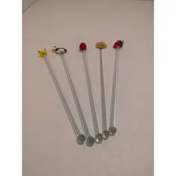 Glass Lampwork Swizzle Sticks Set Of 5