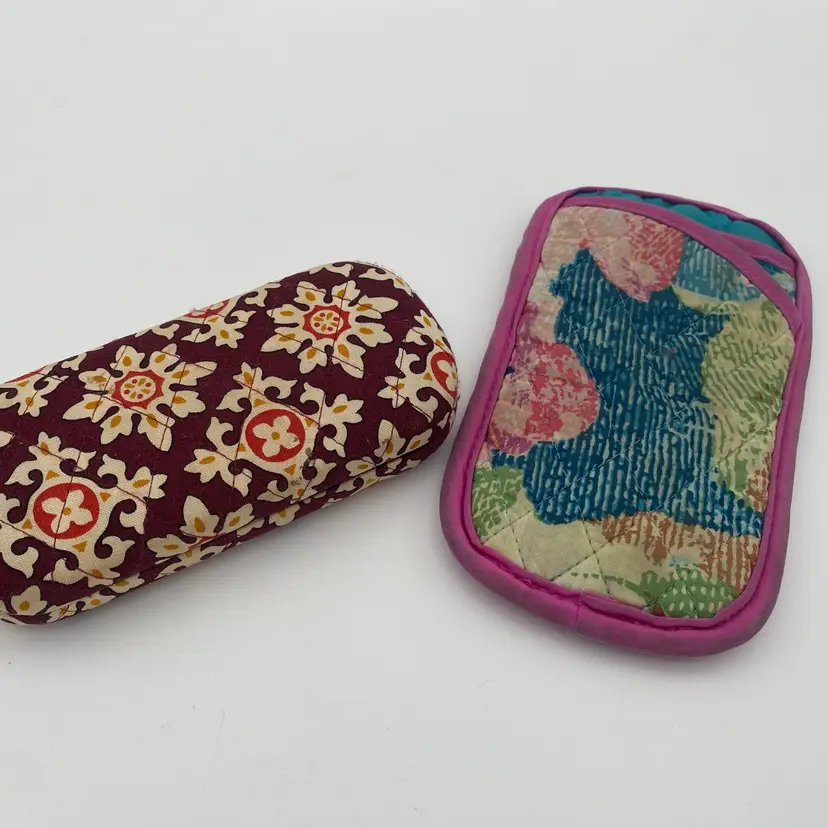 Vera Bradley Medallion Pattern Hard Shell Eyeglasses Case & Superbloom Pouch