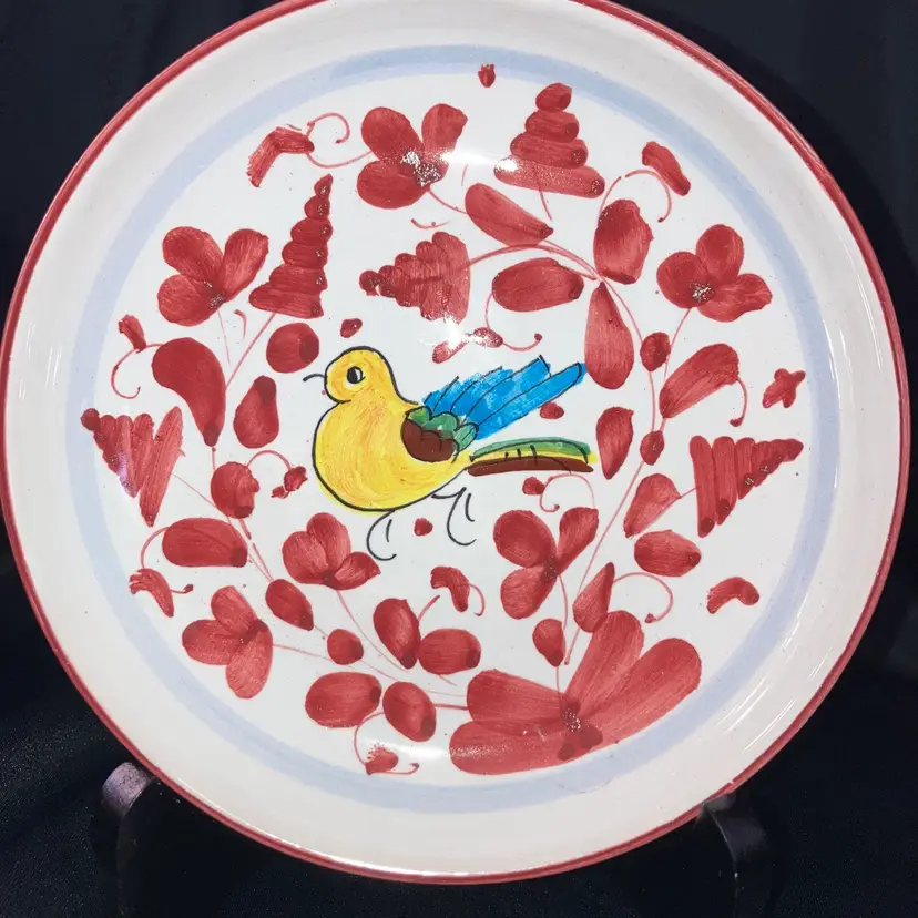 Italian Deruta Ceramiche D'Arte Sambuco 5.5” Decorate Dish Hand Painted With Bird