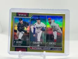 Skenes, Yamamoto, Sanchez ERA Leaders Topps Series 1 Yellow Holo /399