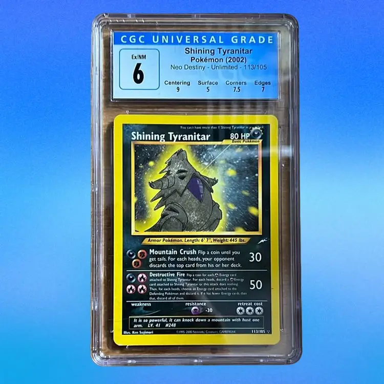 Shining Tyranitar 113/105 CGC 6 Graded Pokémon Card