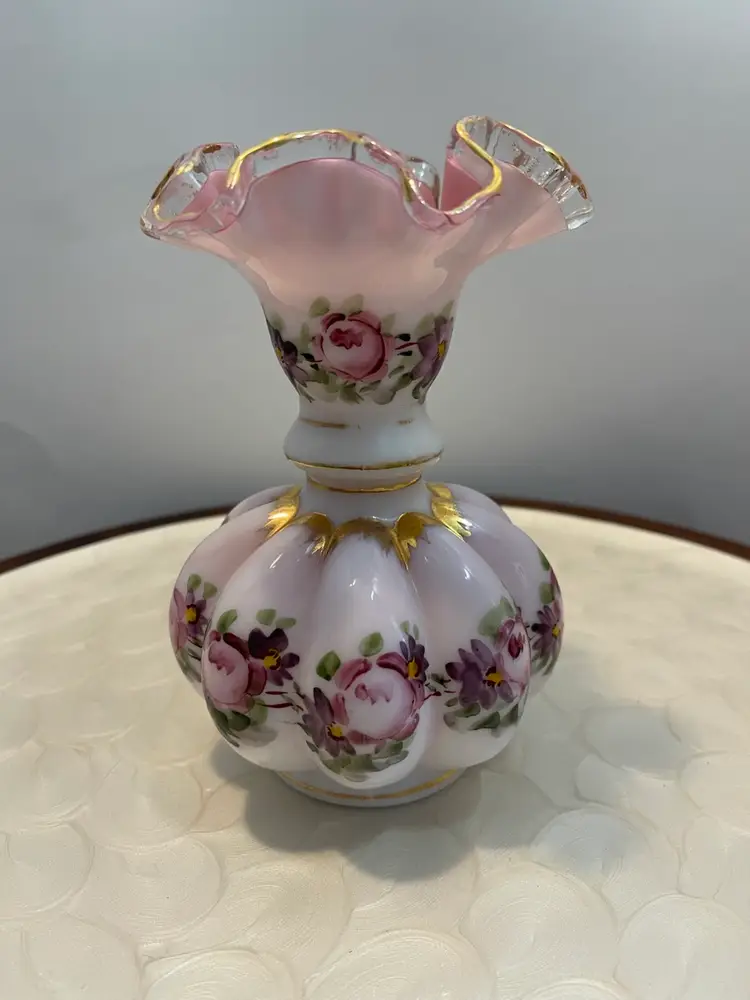 Fenton Charleton Floral Melon Vase