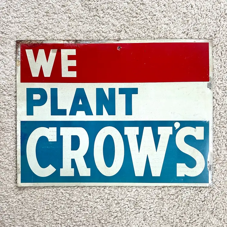 Vintage 1960s Crow’s Hybrid Seed Corn Tin Metal Sign 16 x 12 - Rare!!