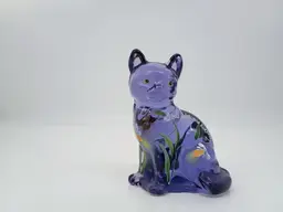 Fenton Violet Glass Cat Hand Painted Signed God’s Light Is Everywhere