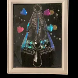 OOAK Hand Made Crystal Glass Bead Shadow Box Christmas Tree handmade by me