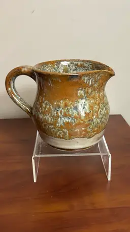 Art Pottery Creamer Pitcher Hand Thrown , Signed