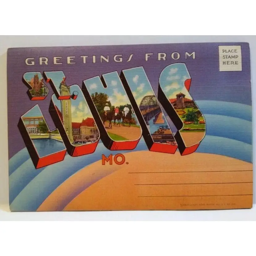 St Louis Missouri Postcard Folder UNUSED Greetings From Linen Vintage 18 Images