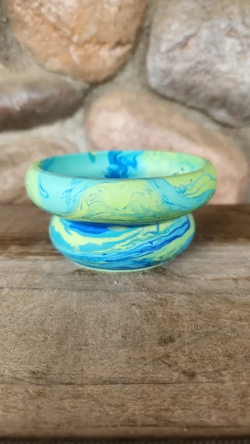 Jesmonite Pot - AQUA/BLUE/GREEN - double bubble