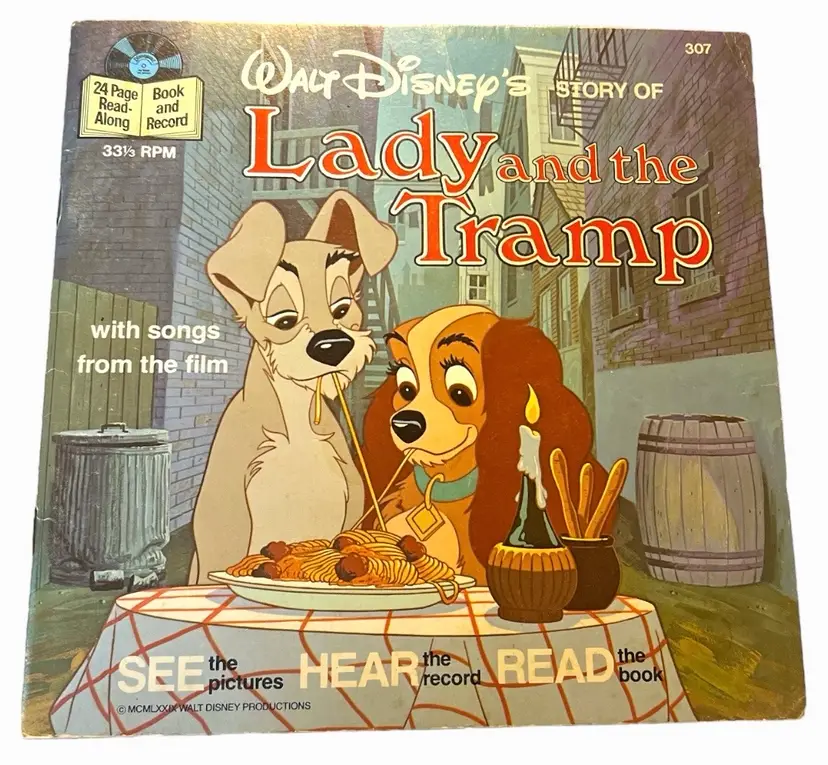 Disney's 'Lady and the Tramp' (1979) 24 Page Read Along Book and Record. #307