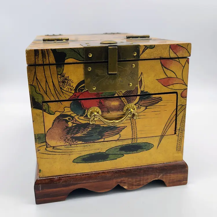 Antique Lacquered Travel Dressing Jewelry Box