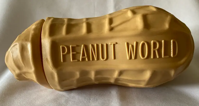 RARE Vintage Figural Blow Mold Peanut World Large Peanut Coin Bank Canister