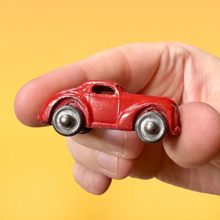 1950’s Barclay Red Coupe Sedan 1.5” Miniature Metal Toy Car