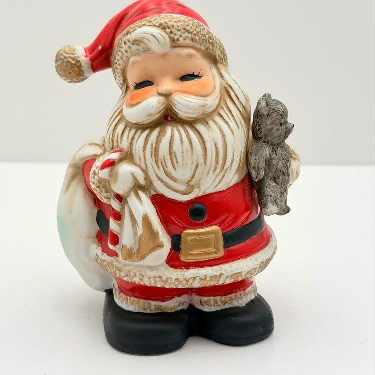 Homeco Vintage Santa With Is Bag And Bear Coin Bank