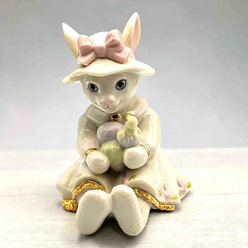 Lenox EASTER Darling Bunny Rabbit with Chick and Eggs Figurine