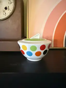 Villeroy & Boch Polka Dot Sugar Bowl: Lime Green Lid, German Fine China