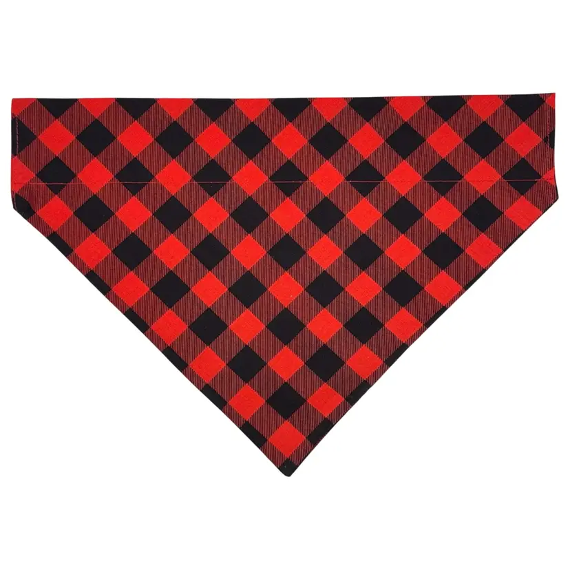 Dog Bandana Size X-Large Red Buffalo Plaid Print Dog Handmade Size 13.5” Wide
