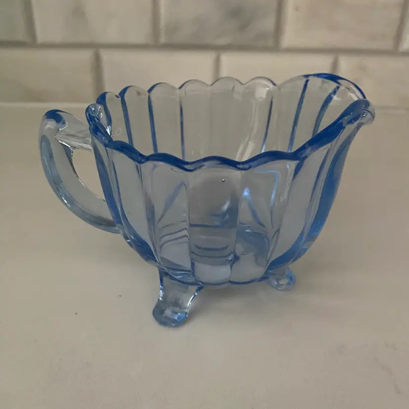 Blue Glass Footed Creamer