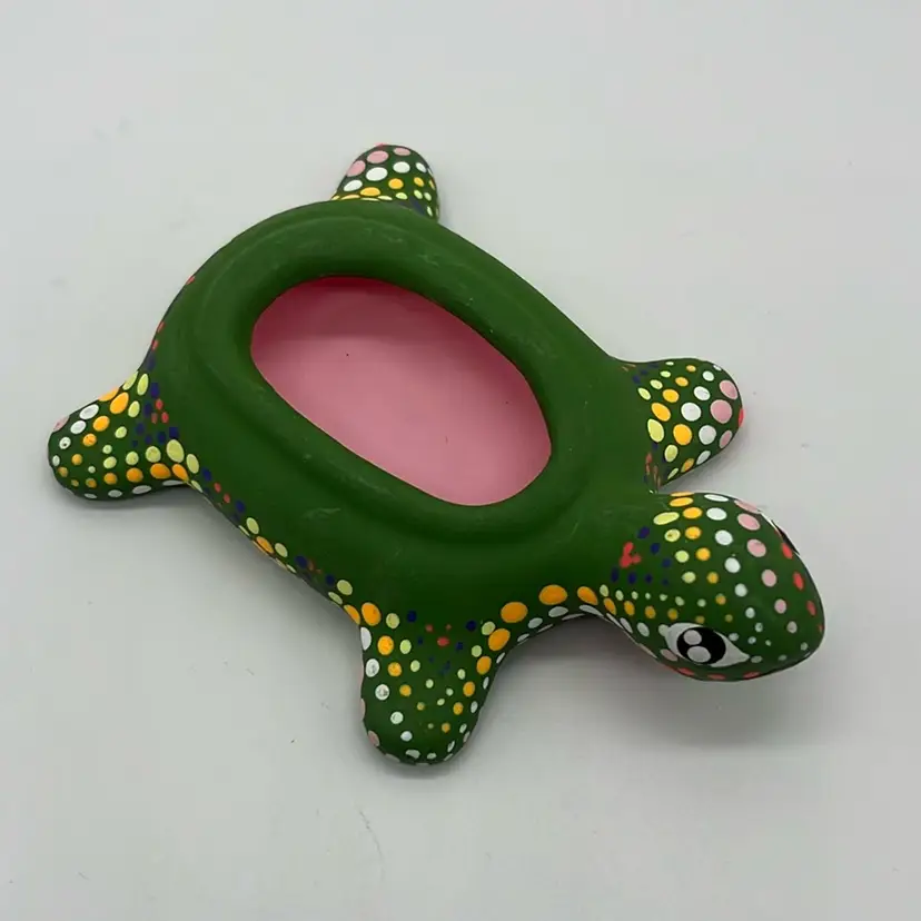 Mexican Pottery Turtle Trinket Box Glows Under UV | 4.5”