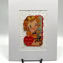 #4VD — Vintage Valentines Day Card In A Custom Non-Damaging, Removable Decorative Matting - Made By Me