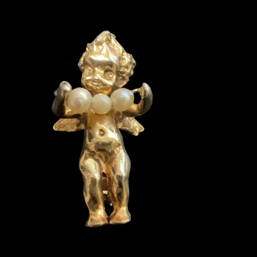 Vintage Hattie Carnegie Pearl Cherub Angel Brooch 1.5”