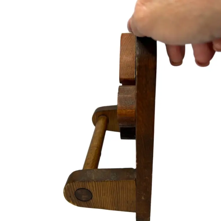 Wooden Mushroom Towel Holder Vintage 9 1/2x4x7 Small Chip Hangs On Wall