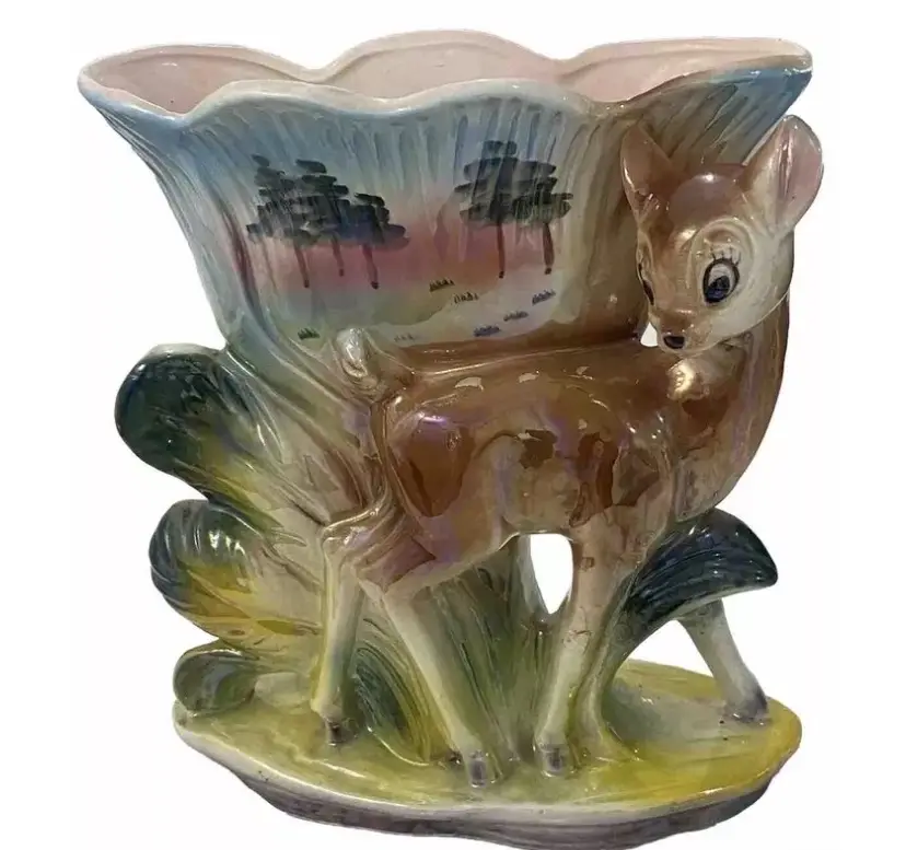 Anthropomorphic Lusterware Deer Planter/Vase 
