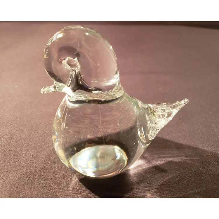 Eneryda Glasbruk Art Glass Bird Figurine Paperweight Clear Swedish Glass