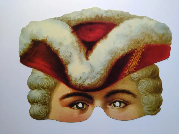 Vintage Style Gentleman Mask Tricorn Hat Wig Historical Costume Accessory