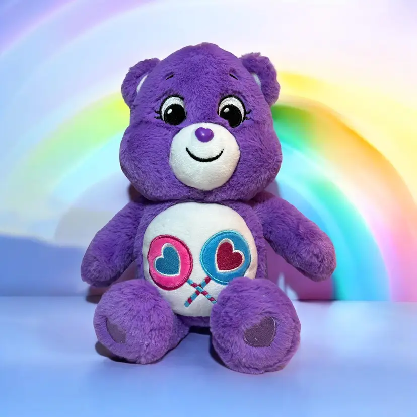 Care Bears 2020 Basic Fun 14" Share Bear Plush Purple Clean