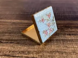 Vintage Enamel Miniature Trinket Box Square Floral