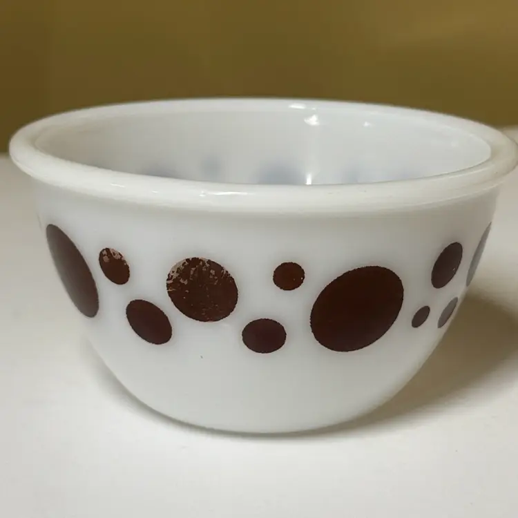 Hazel Atlas Polka Dot Mixing Bowl Brown small