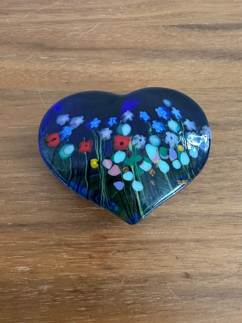 Robert Held Floral Heart Shape Paperweight