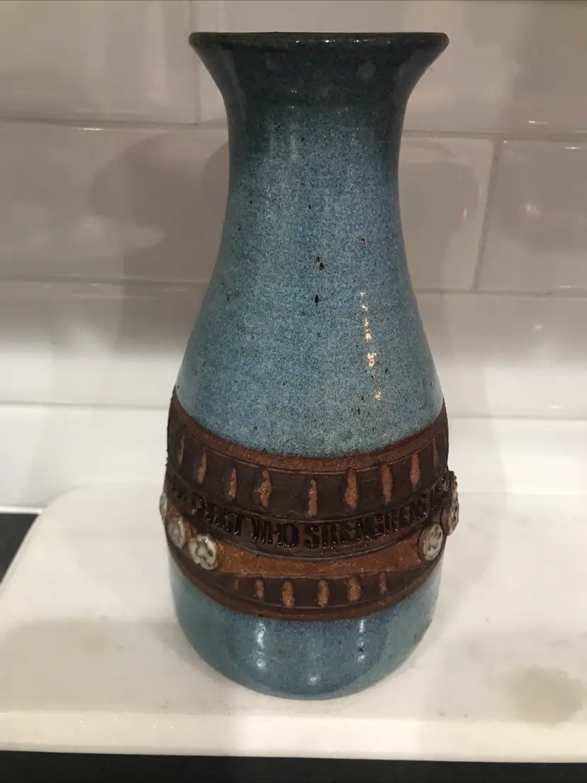Ed Schlock Blue Vase With Phi 4:6 Engraving