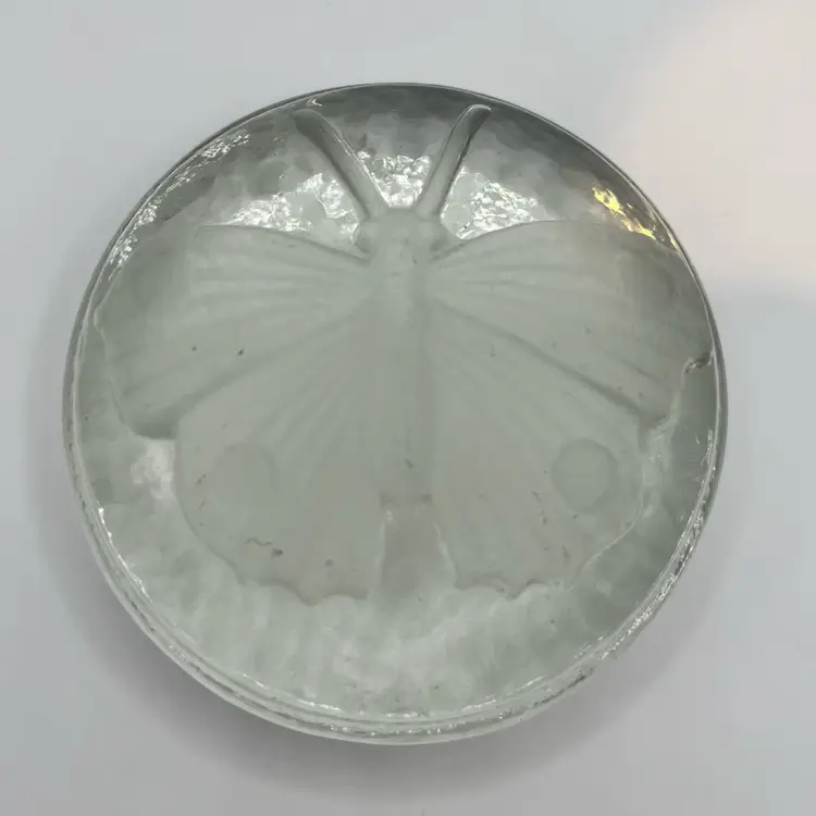 Goebel Germany Frosted Butterfly Cameo On Clear Base Paperweight