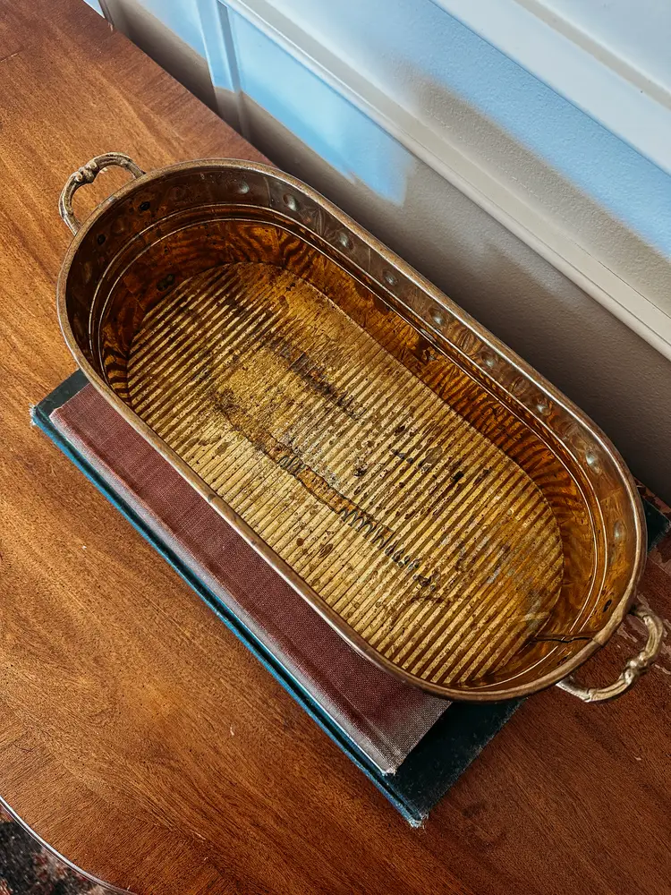Vintage Brass Oblong Planter
