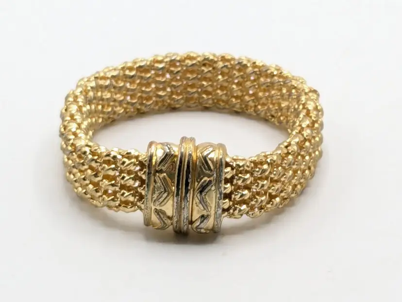Gold Tone Textured Mesh Bracelet Magnetic Closure